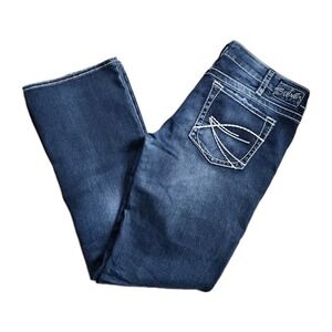 Silver Jeans Co Aiko Bootcut Womens 33 Dark Wash Thick Stitch Distressed Y2K